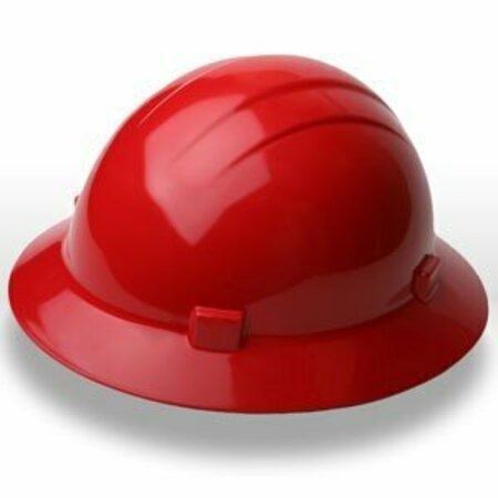 ERB Americana Full Brim Safety Helmets HAT STYLE:  4-PT NYLON SUSPENSION W/SLIDE-LOCK ADJUSTMENT, Red 19204
